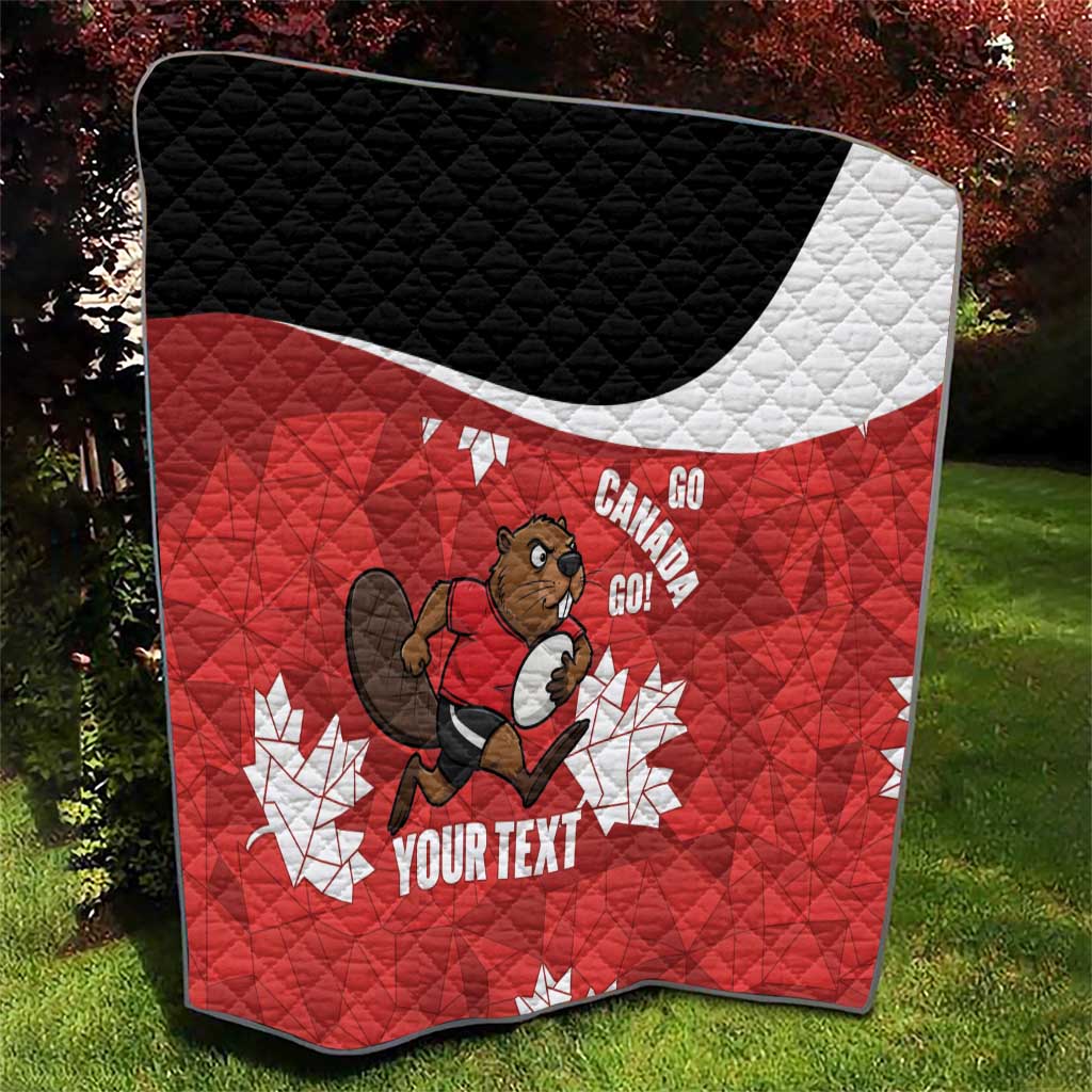 Canada Rugby Custom Quilt Beaver Mascot Go Canadian