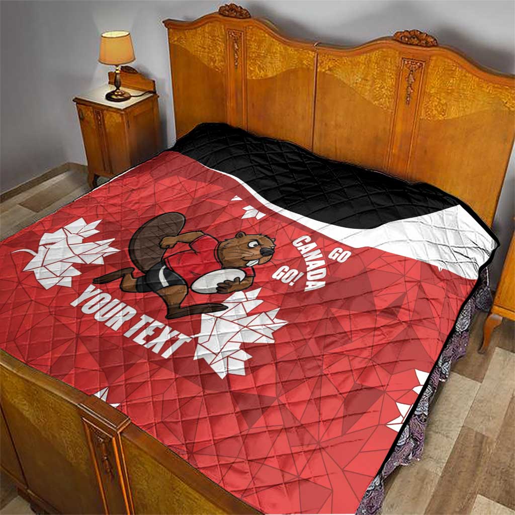 Canada Rugby Custom Quilt Beaver Mascot Go Canadian