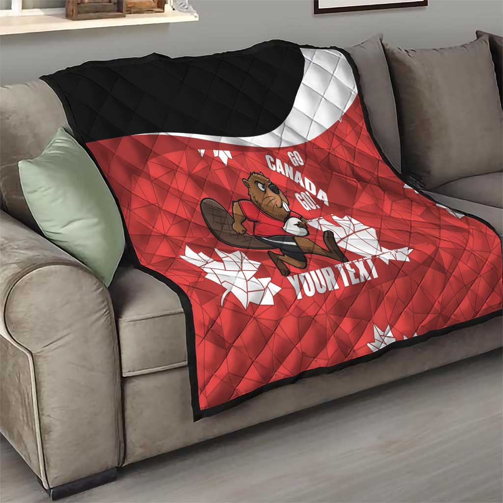 Canada Rugby Custom Quilt Beaver Mascot Go Canadian