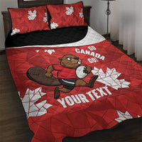 Canada Rugby Custom Quilt Bed Set Beaver Mascot Go Canadian