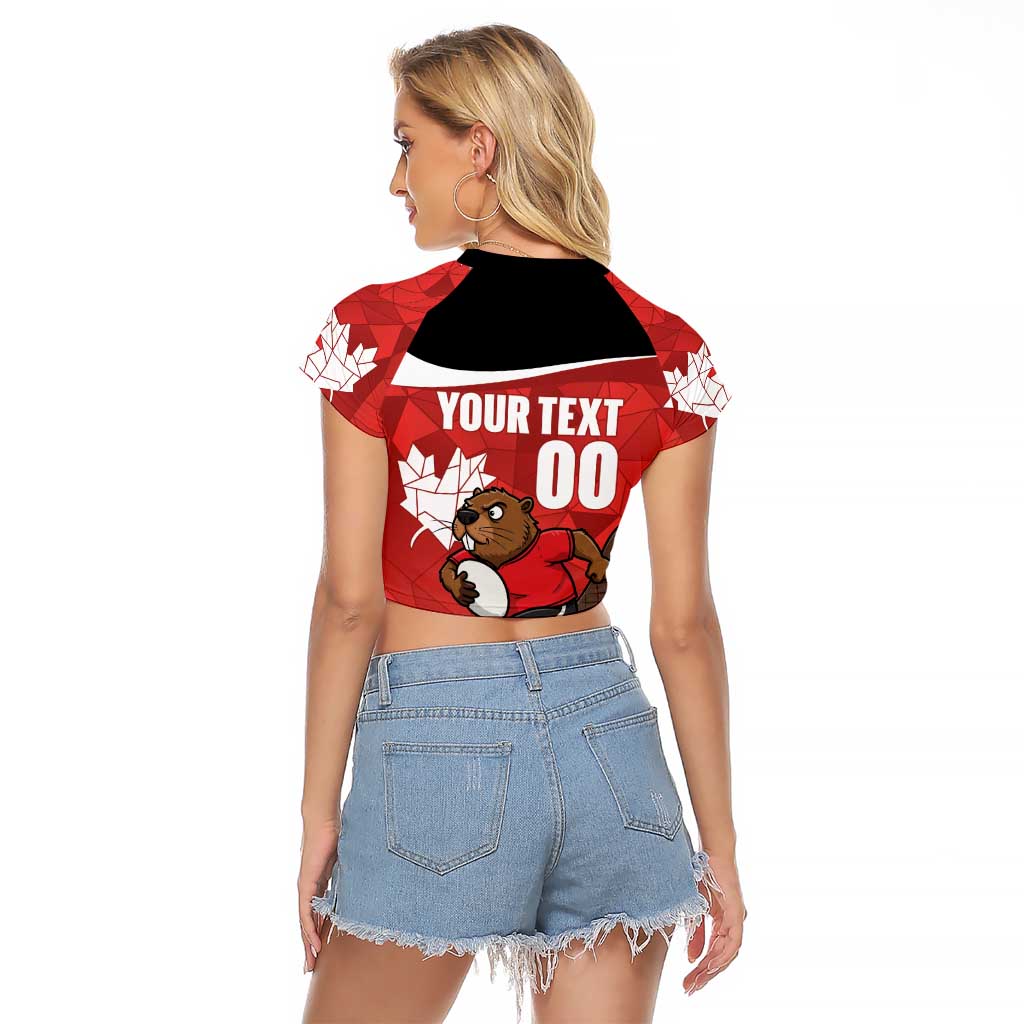 Canada Rugby Custom Raglan Cropped T Shirt Beaver Mascot Go Canadian