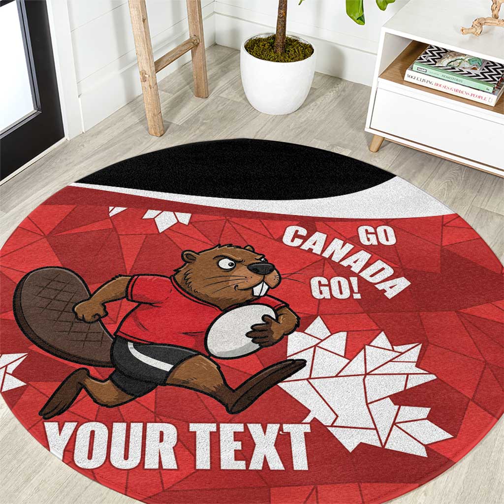 Canada Rugby Custom Round Carpet Beaver Mascot Go Canadian