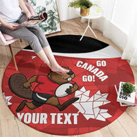 Canada Rugby Custom Round Carpet Beaver Mascot Go Canadian