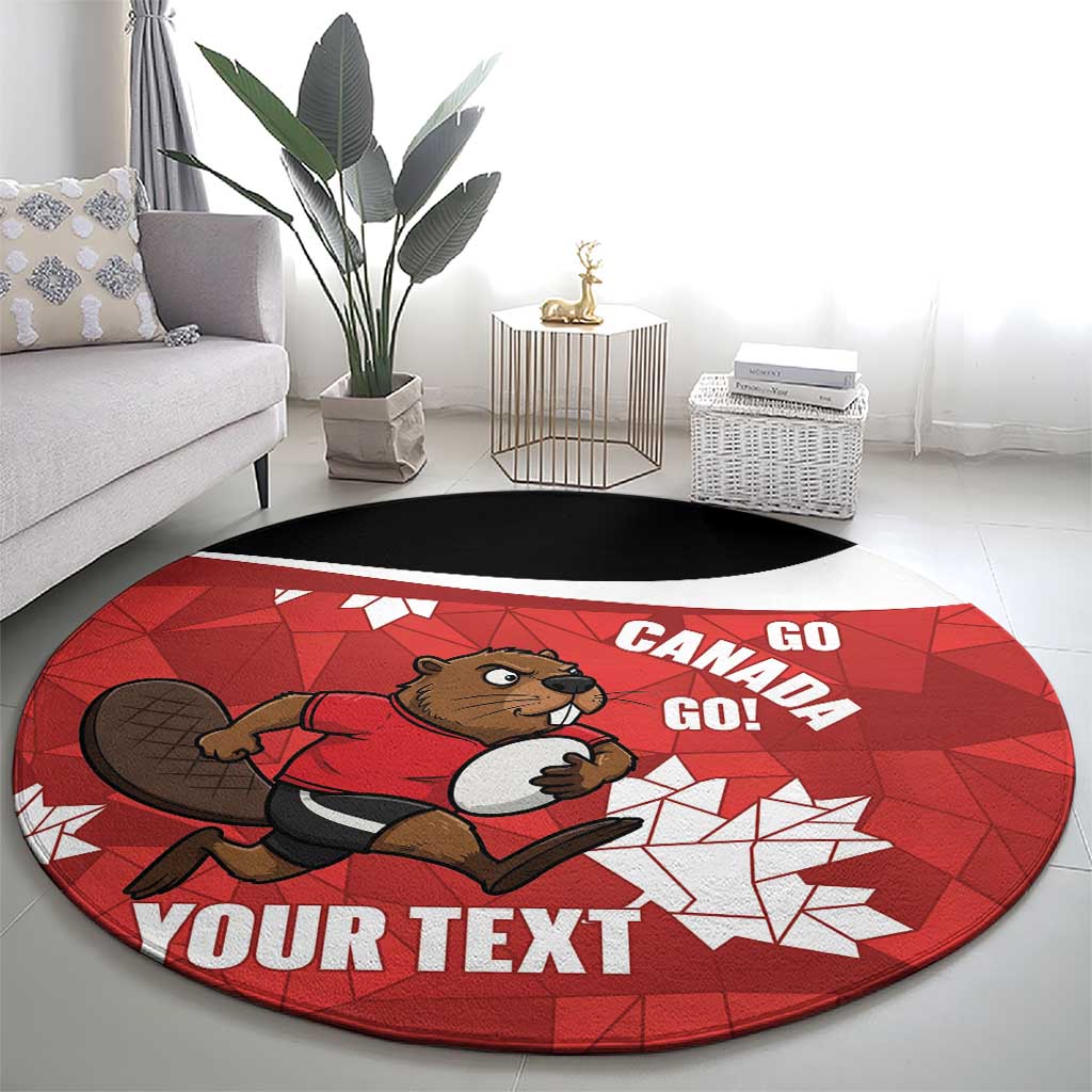 Canada Rugby Custom Round Carpet Beaver Mascot Go Canadian