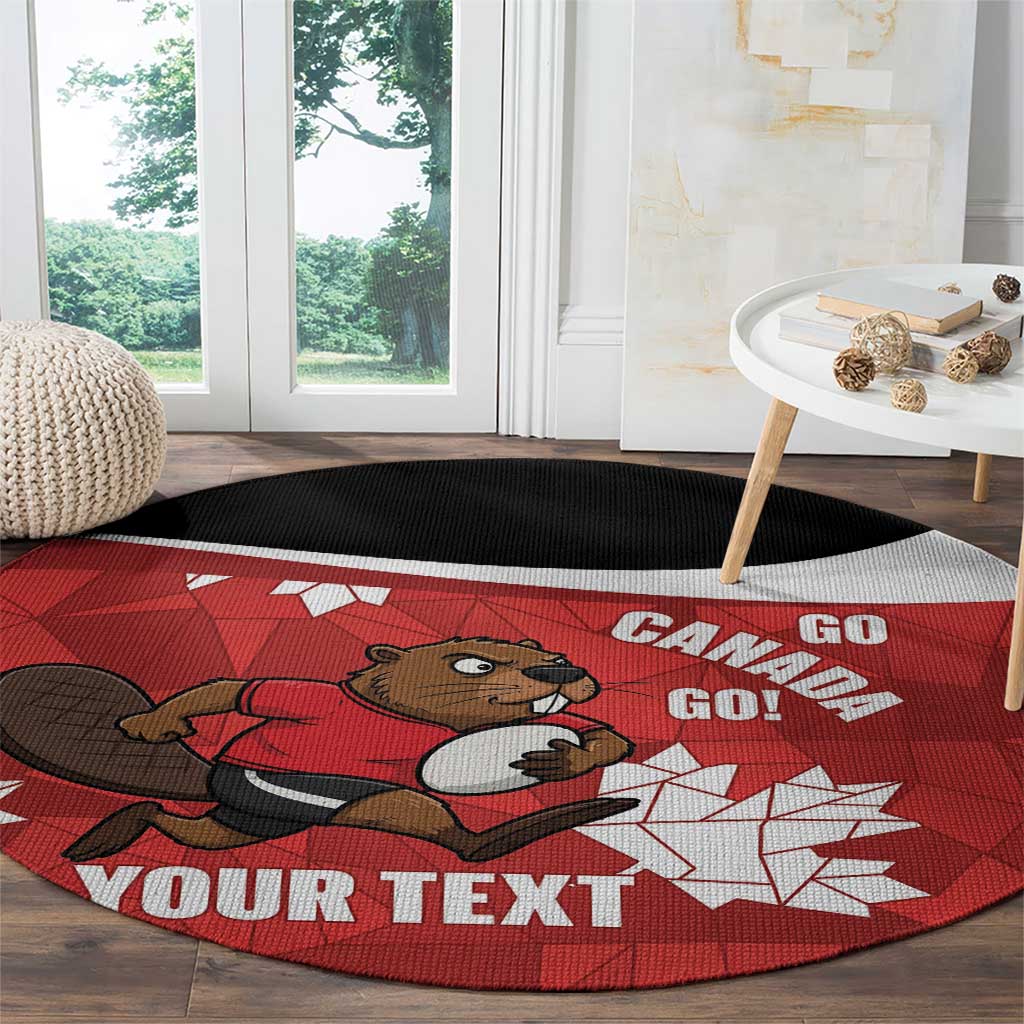 Canada Rugby Custom Round Carpet Beaver Mascot Go Canadian