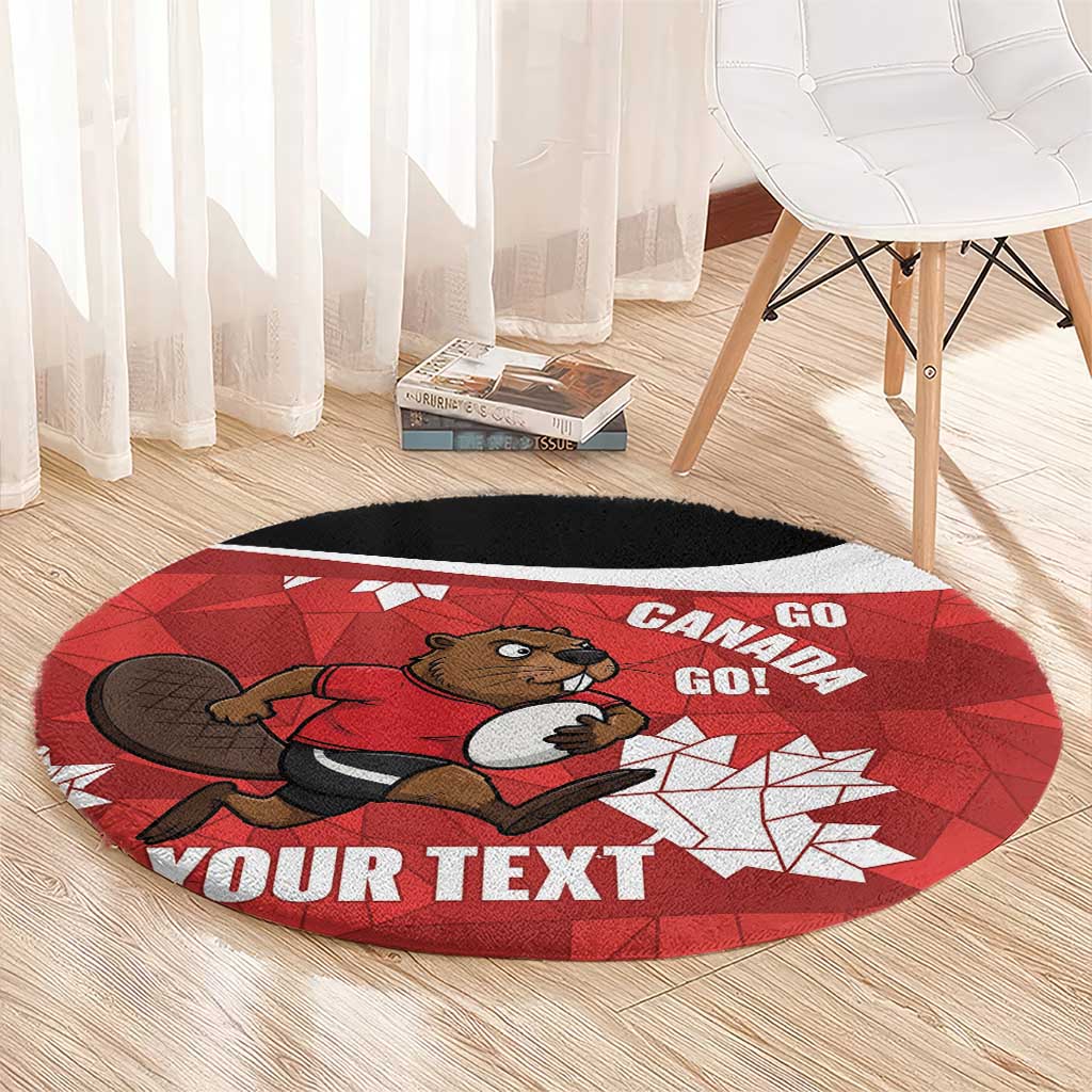 Canada Rugby Custom Round Carpet Beaver Mascot Go Canadian