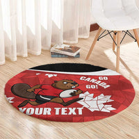 Canada Rugby Custom Round Carpet Beaver Mascot Go Canadian