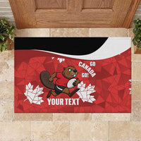 Canada Rugby Custom Rubber Doormat Beaver Mascot Go Canadian