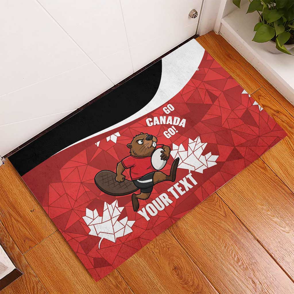 Canada Rugby Custom Rubber Doormat Beaver Mascot Go Canadian