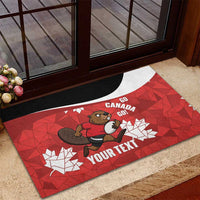 Canada Rugby Custom Rubber Doormat Beaver Mascot Go Canadian