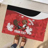 Canada Rugby Custom Rubber Doormat Beaver Mascot Go Canadian