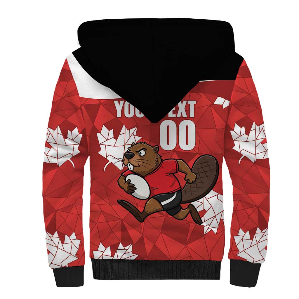 Canada Rugby Custom Sherpa Hoodie Beaver Mascot Go Canadian