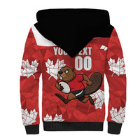 Canada Rugby Custom Sherpa Hoodie Beaver Mascot Go Canadian