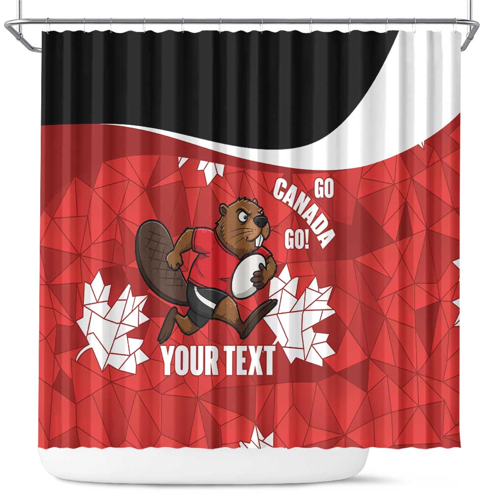 Canada Rugby Custom Shower Curtain Beaver Mascot Go Canadian