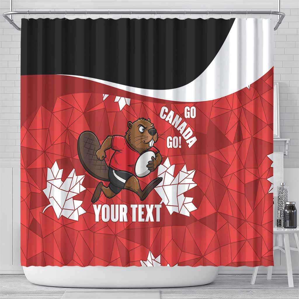 Canada Rugby Custom Shower Curtain Beaver Mascot Go Canadian