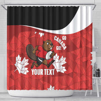 Canada Rugby Custom Shower Curtain Beaver Mascot Go Canadian