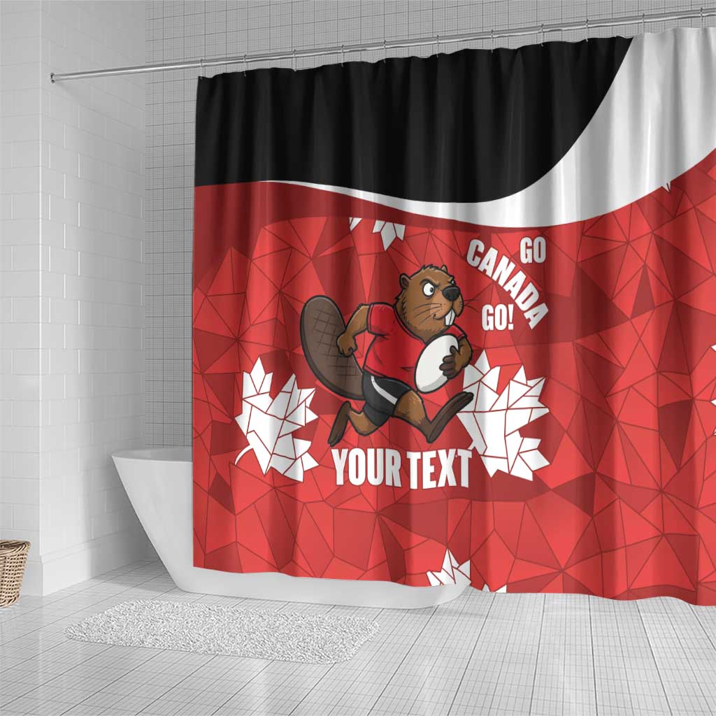 Canada Rugby Custom Shower Curtain Beaver Mascot Go Canadian