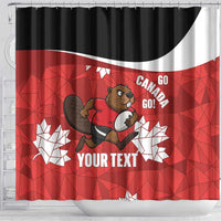 Canada Rugby Custom Shower Curtain Beaver Mascot Go Canadian