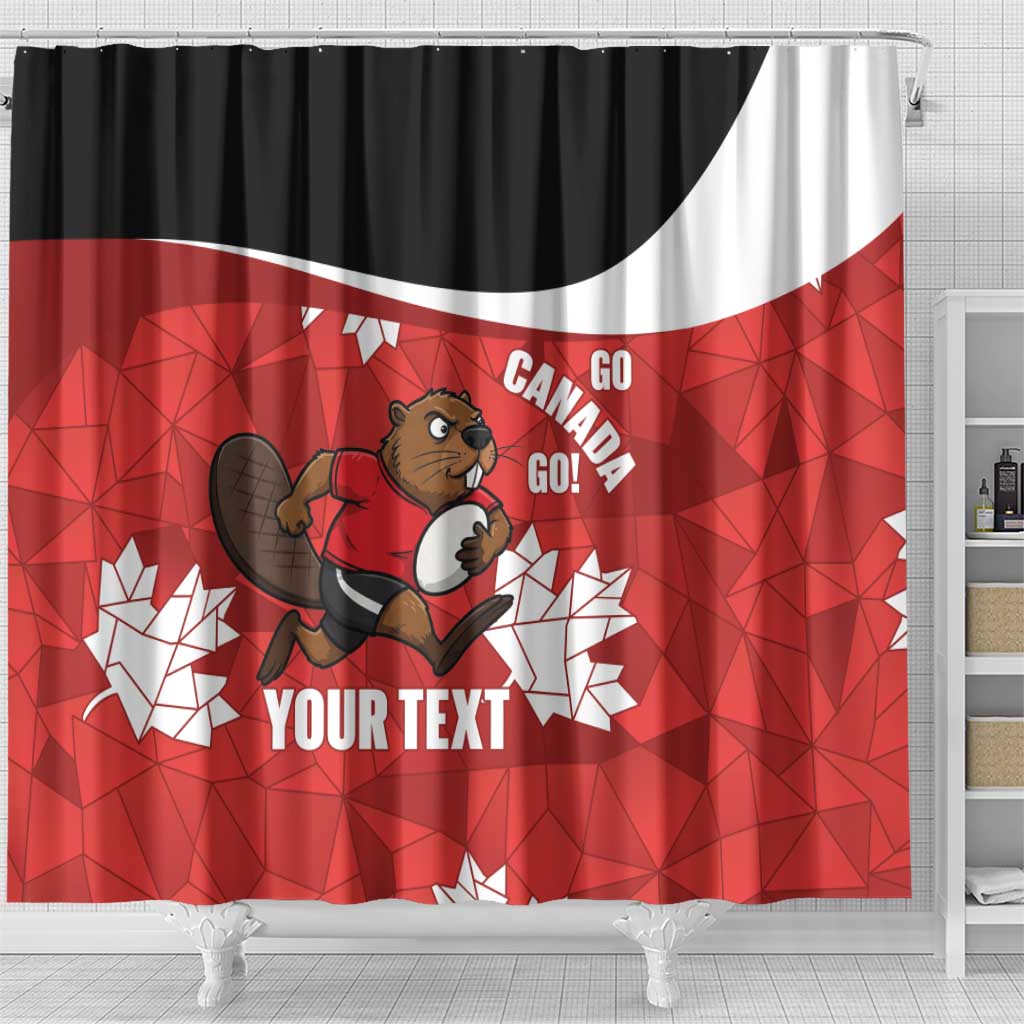 Canada Rugby Custom Shower Curtain Beaver Mascot Go Canadian