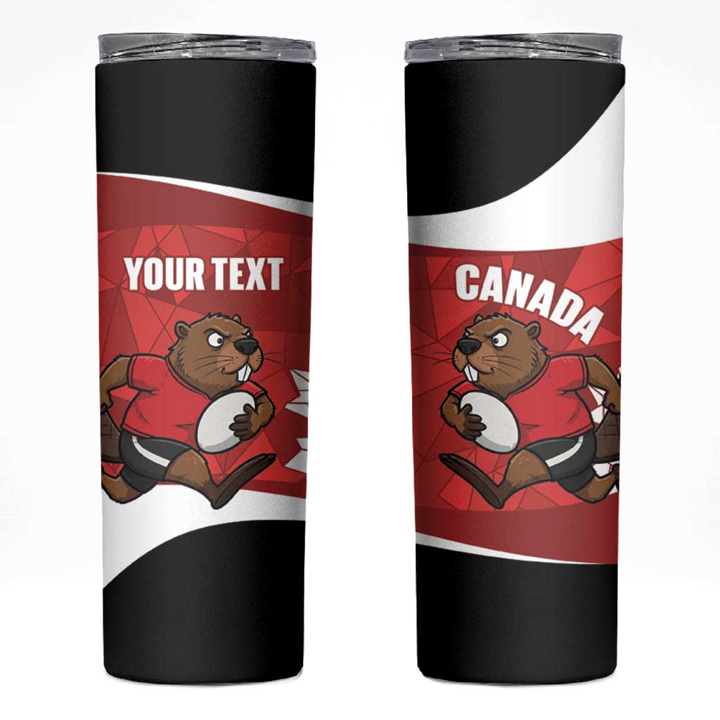 Canada Rugby Custom Skinny Tumbler Beaver Mascot Go Canadian