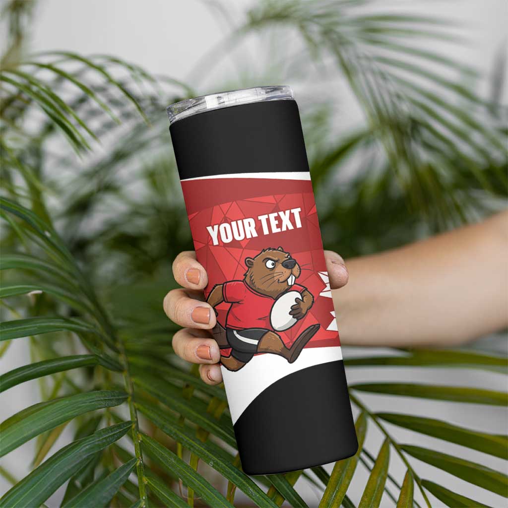 Canada Rugby Custom Skinny Tumbler Beaver Mascot Go Canadian