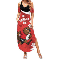 Canada Rugby Custom Summer Maxi Dress Beaver Mascot Go Canadian
