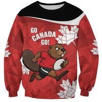 Canada Rugby Custom Sweatshirt Beaver Mascot Go Canadian