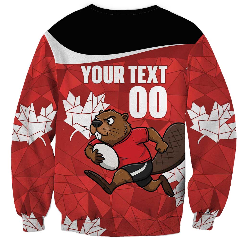 Canada Rugby Custom Sweatshirt Beaver Mascot Go Canadian