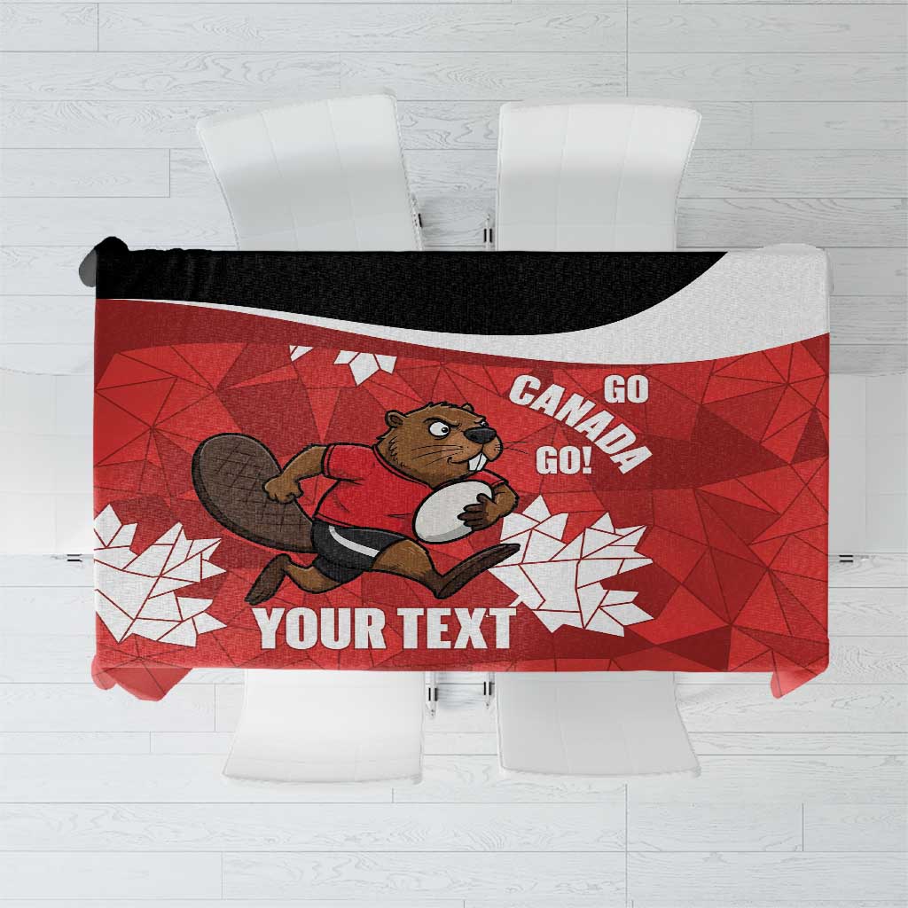 Canada Rugby Custom Tablecloth Beaver Mascot Go Canadian