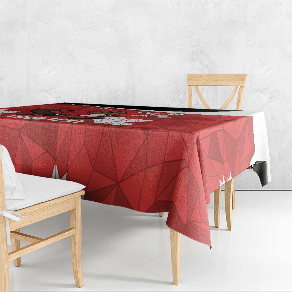 Canada Rugby Custom Tablecloth Beaver Mascot Go Canadian