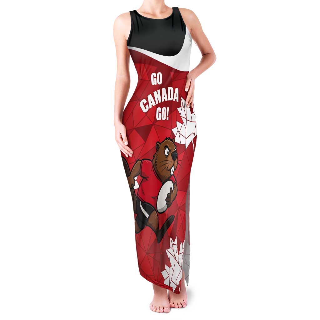 Canada Rugby Custom Tank Maxi Dress Beaver Mascot Go Canadian