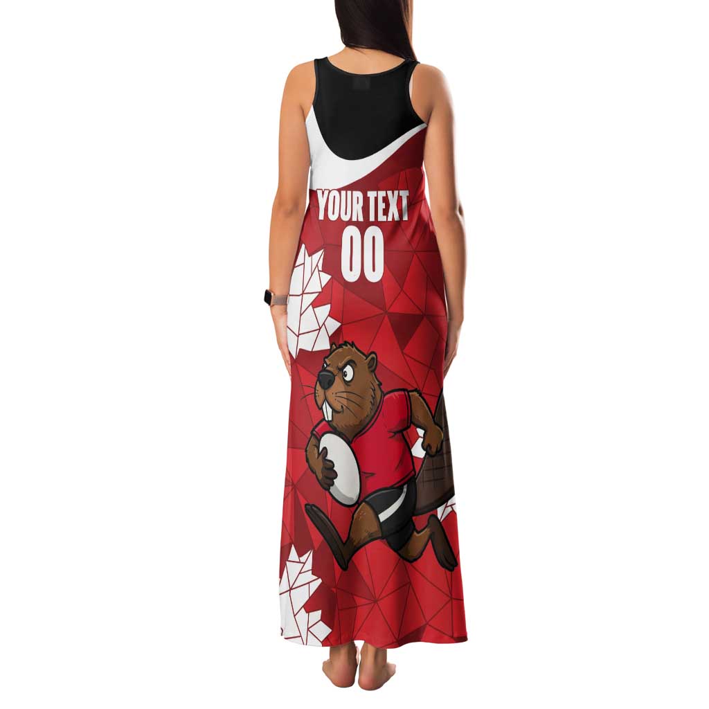 Canada Rugby Custom Tank Maxi Dress Beaver Mascot Go Canadian