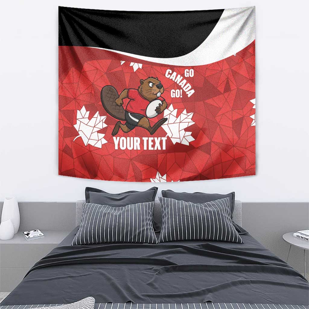 Canada Rugby Custom Tapestry Beaver Mascot Go Canadian