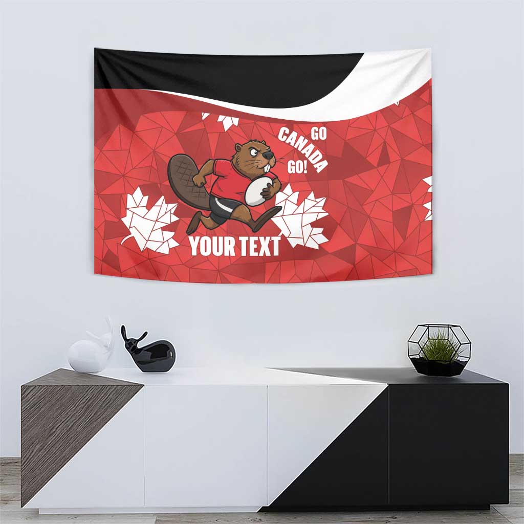 Canada Rugby Custom Tapestry Beaver Mascot Go Canadian