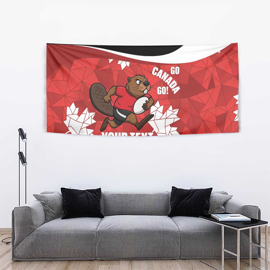 Canada Rugby Custom Tapestry Beaver Mascot Go Canadian