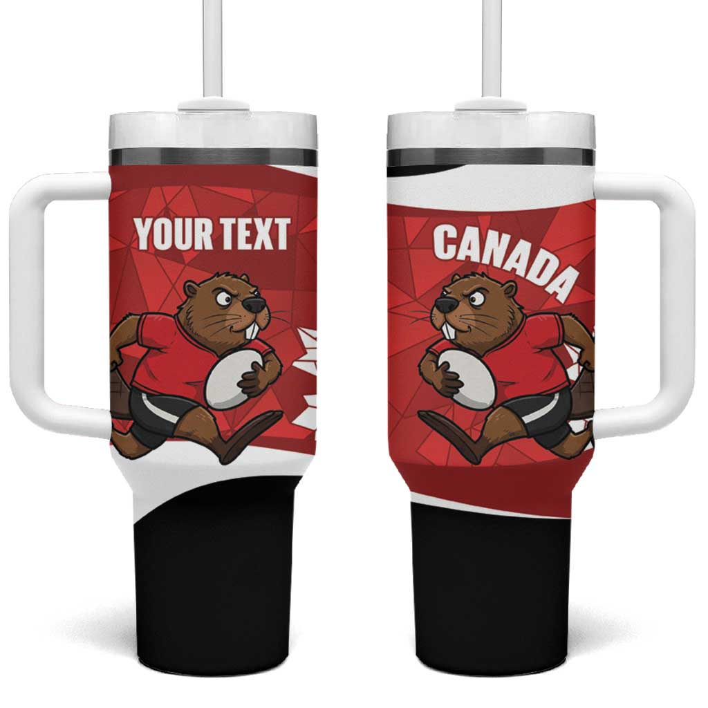 Canada Rugby Custom Tumbler With Handle Beaver Mascot Go Canadian
