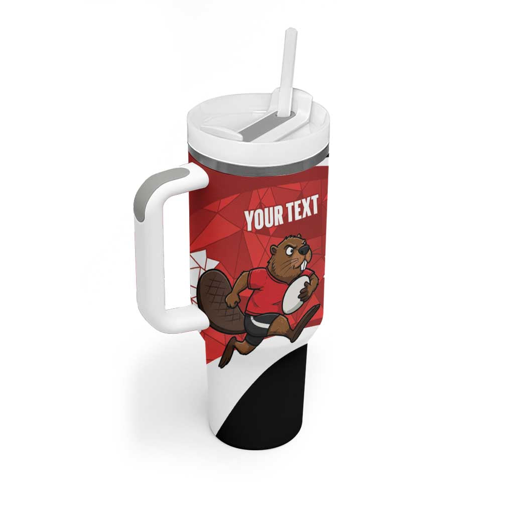 Canada Rugby Custom Tumbler With Handle Beaver Mascot Go Canadian