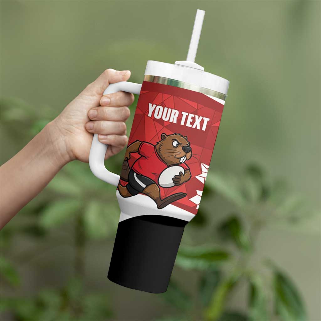 Canada Rugby Custom Tumbler With Handle Beaver Mascot Go Canadian