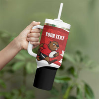 Canada Rugby Custom Tumbler With Handle Beaver Mascot Go Canadian