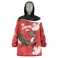 Canada Rugby Custom Wearable Blanket Hoodie Beaver Mascot Go Canadian