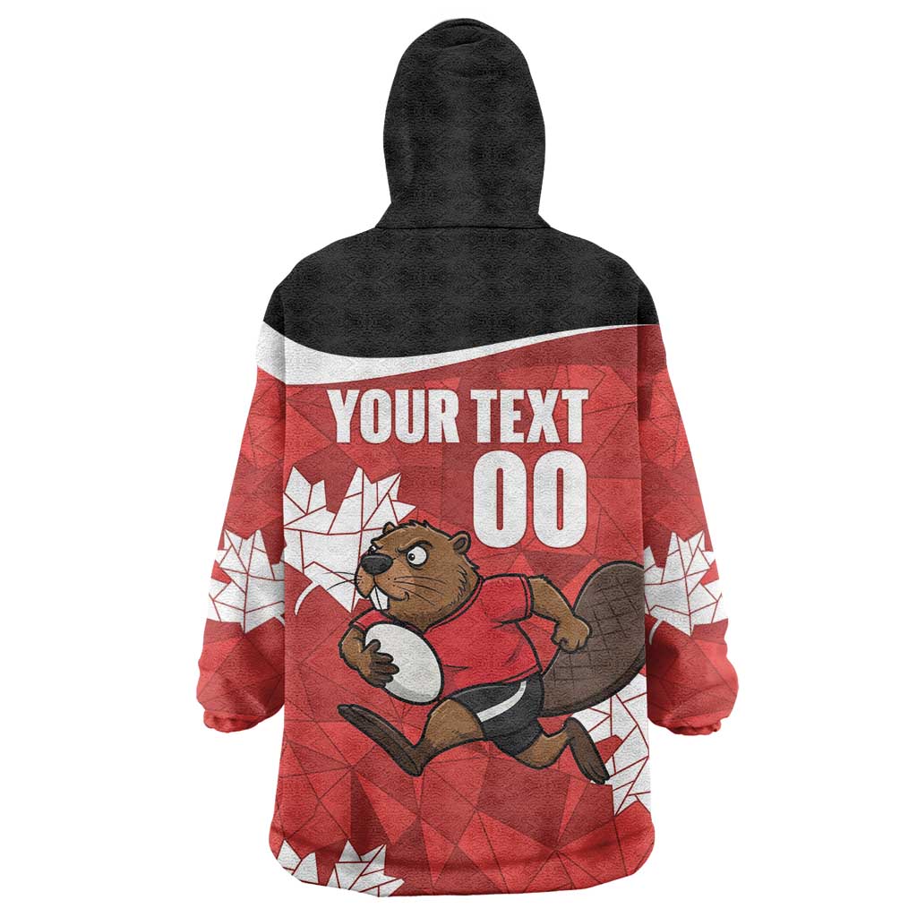 Canada Rugby Custom Wearable Blanket Hoodie Beaver Mascot Go Canadian