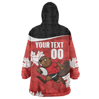 Canada Rugby Custom Wearable Blanket Hoodie Beaver Mascot Go Canadian