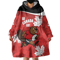 Canada Rugby Custom Wearable Blanket Hoodie Beaver Mascot Go Canadian