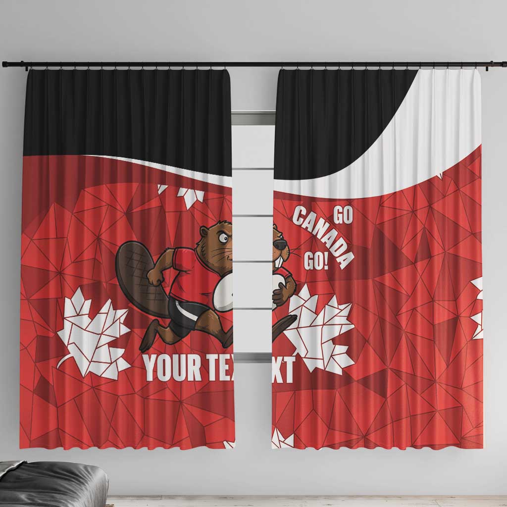 Canada Rugby Custom Window Curtain Beaver Mascot Go Canadian