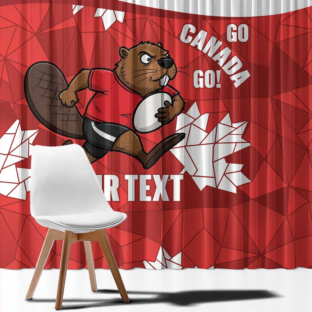 Canada Rugby Custom Window Curtain Beaver Mascot Go Canadian