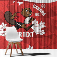 Canada Rugby Custom Window Curtain Beaver Mascot Go Canadian