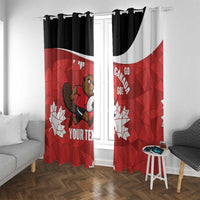 Canada Rugby Custom Window Curtain Beaver Mascot Go Canadian