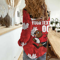 Canada Rugby Custom Women Casual Shirt Beaver Mascot Go Canadian