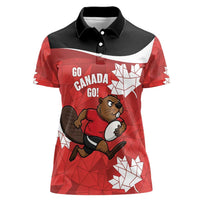 Canada Rugby Custom Women Polo Shirt Beaver Mascot Go Canadian