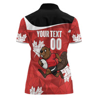 Canada Rugby Custom Women Polo Shirt Beaver Mascot Go Canadian